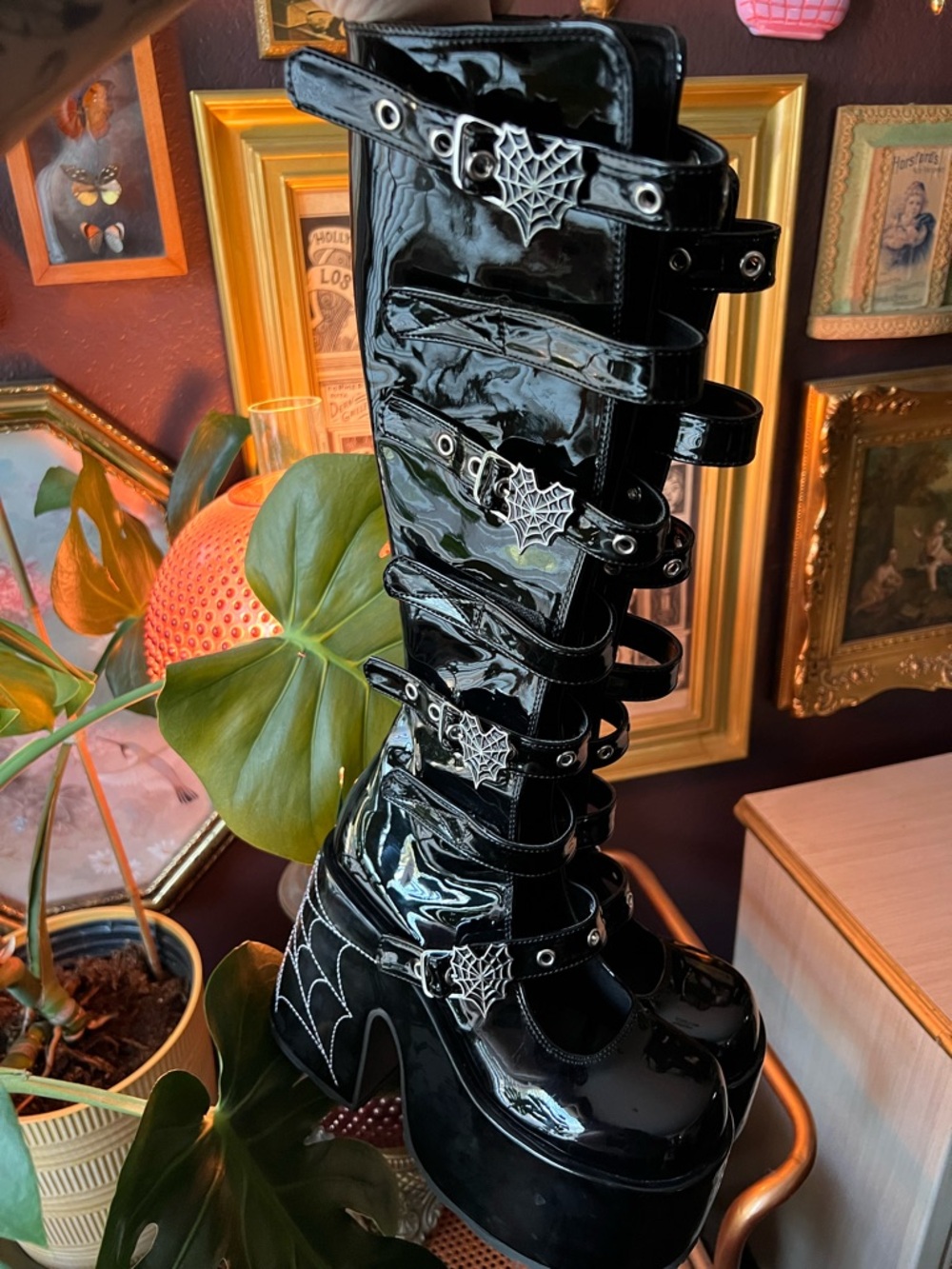 Demonia Camel 223 Knee High Boots Size 7